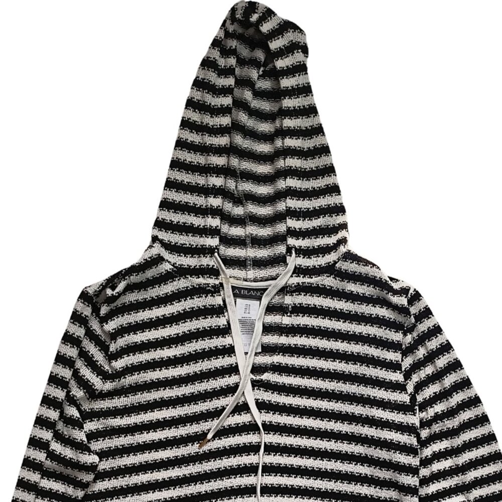 La Blanca Open Knit Striped Hooded Swim Cover Up Mini Dress Medium